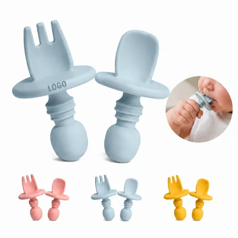 Food-Grade Silicone Baby Spoon Fork Set for Self-Feeding