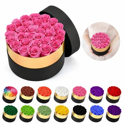 18Pcs Preserved Roses in Round Box, Long-Lasting Forever 2