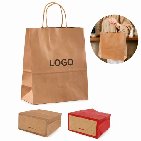 Kraft Shopping Bag with Handles, Eco-Friendly Brown Paper 1