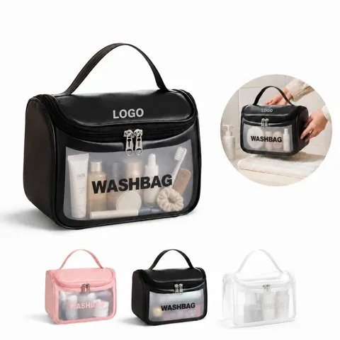 Travel Makeup Bag Organizer with Clear Top and Multiple