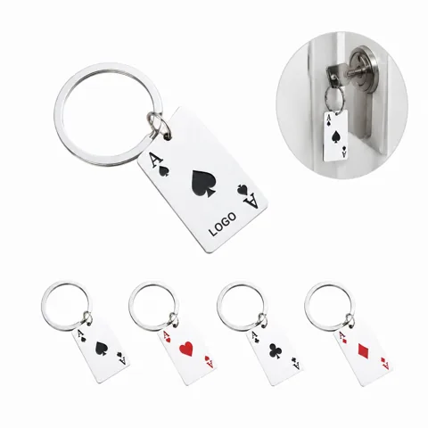 Custom Stainless Steel Poker Keychain with Durable Key Ring 1