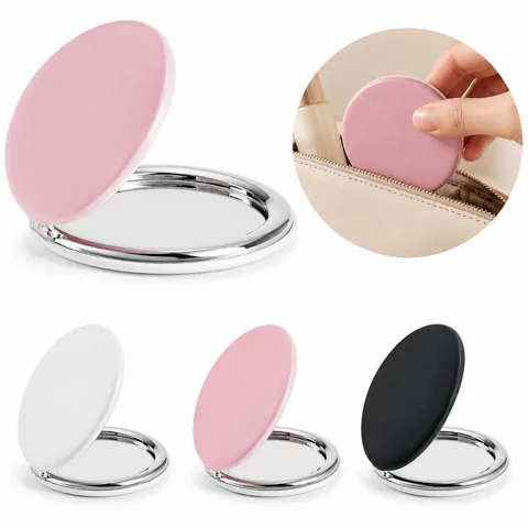 PU Leather Folding Pocket Makeup Mirror 2