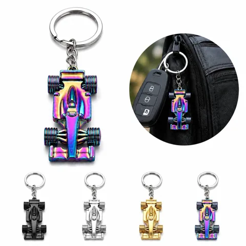 Miniature Racing Car Keychain with Alloy Body and Spoiler 2