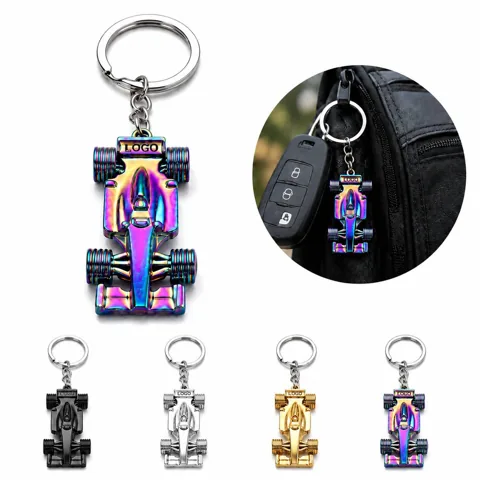 Miniature Racing Car Keychain with Alloy Body and Spoiler
