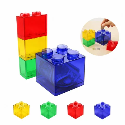 Translucent Stack Coin Bank Set with Removable Bottom for Everyday Use 2