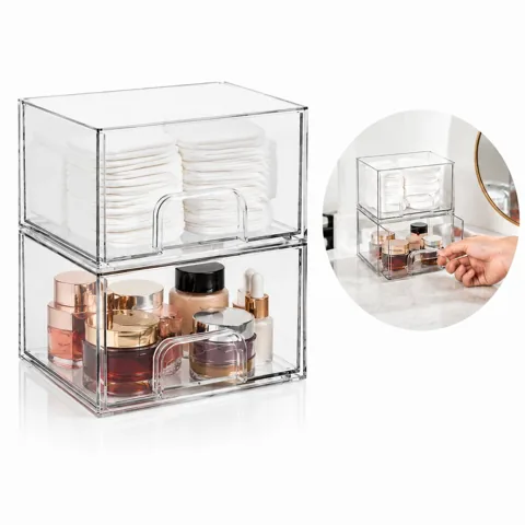 Clear Stackable Storage Drawers for Cosmetics, Transparent 2