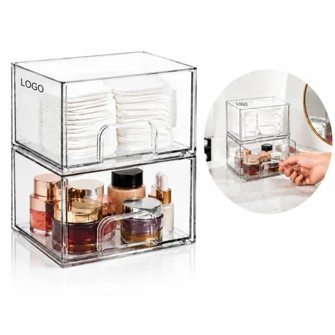 Clear Stackable Storage Drawers for Cosmetics, Transparent