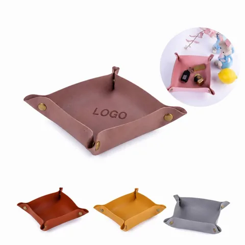 Foldable PU Leather Desktop Tray Organizer for Office &