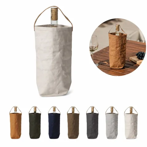 Reusable Washed Kraft Paper Wine Carrier for 750ml Bottles 2