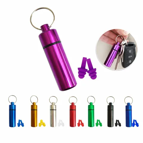 Portable Aluminum Earplug Keychain Set with Reusable Foam 2