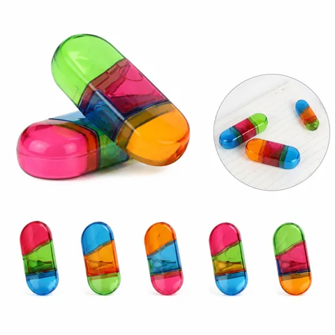 2-in-1 Translucent Pencil Sharpener with Eraser, Multi-Color 2