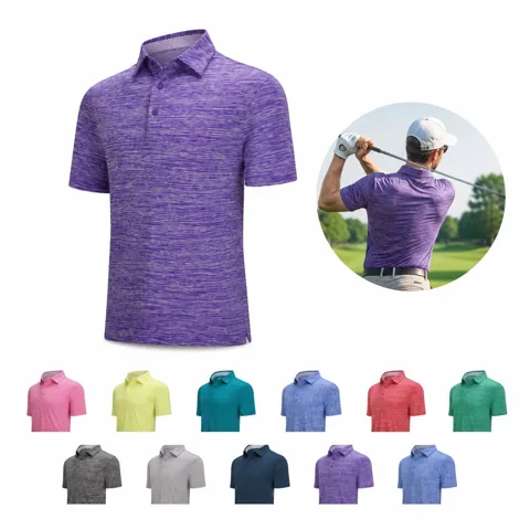 Men's Quick Dry Stripe Polo Shirts Breathable Casual Short 2