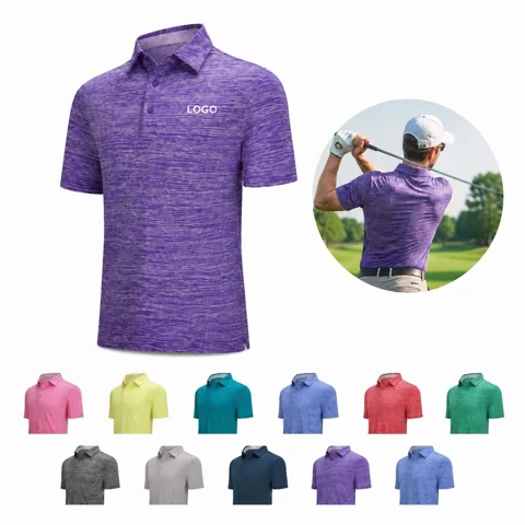 Men's Quick Dry Stripe Polo Shirts Breathable Casual Short