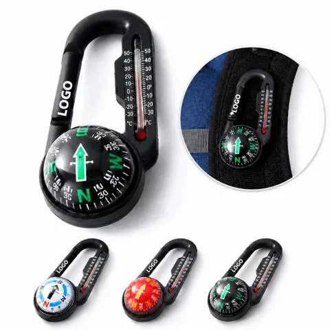 Multifunctional Compass Carabiner Keychain with Durable