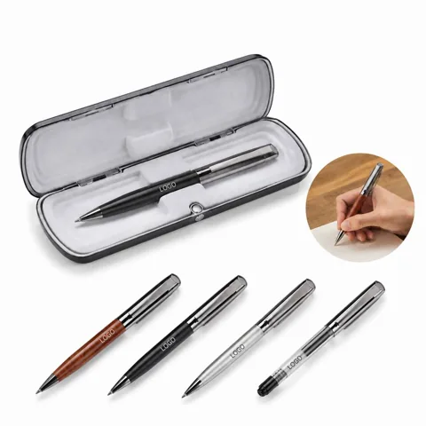 Handcrafted Ebony Pen Set with Ballpoint & Fountain Pen