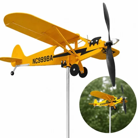 Durable Yellow Metal Airplane Weathervane for Wind Direction 2