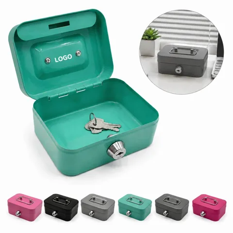 Lockable Metal Coin Bank with Key for Secure Savings