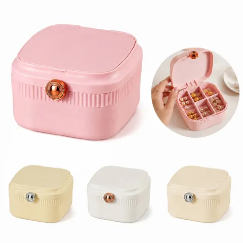 Mini Jewelry Organizer Box with Clear Lid, Double-Layer 2