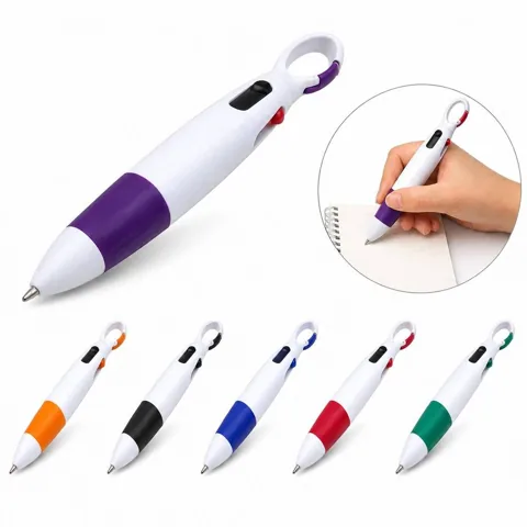 Retractable 4-Color Pen with Carabiner Clip for On-the-Go 2