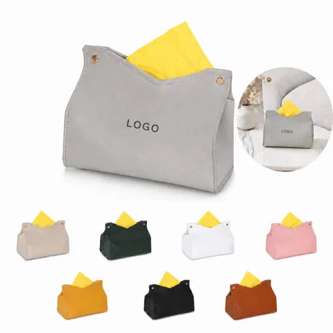 V-Shaped PU Leather Tissue Pouch with Full-Color Print