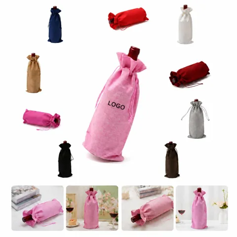 Eco-Friendly Natural Jute Wine Bag with Drawstring 1