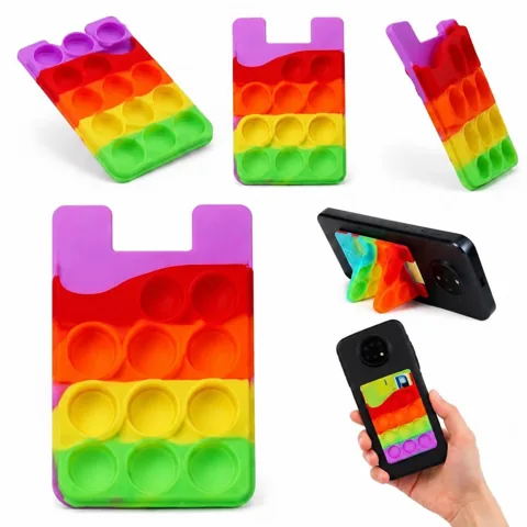 Silicone Pop Bubble Card Holder for Phone with Fidget Back 2