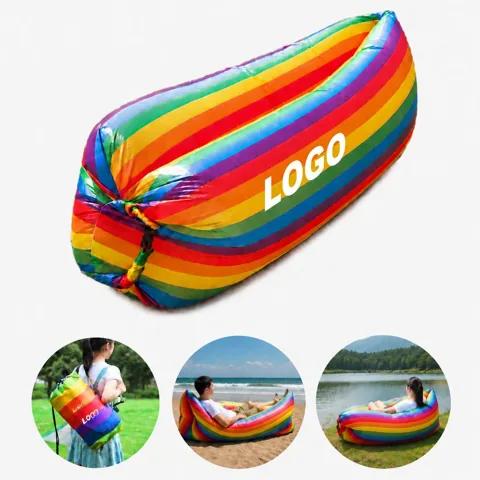 Portable Self-Inflating Rainbow Lounger for Outdoor
