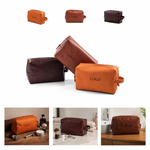 Personalized Vegan Leather Dopp Kit Travel Toiletry Bag