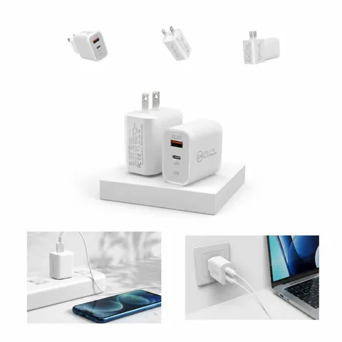 20W Dual Port USB Wall Charger USB-A & USB-C Fast Charging 2