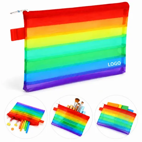 Rainbow Waterproof PVC Pencil Pouch Case for School Office