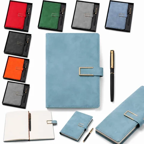 A5 PU Leather Notebook Set with Pen, Refillable 2
