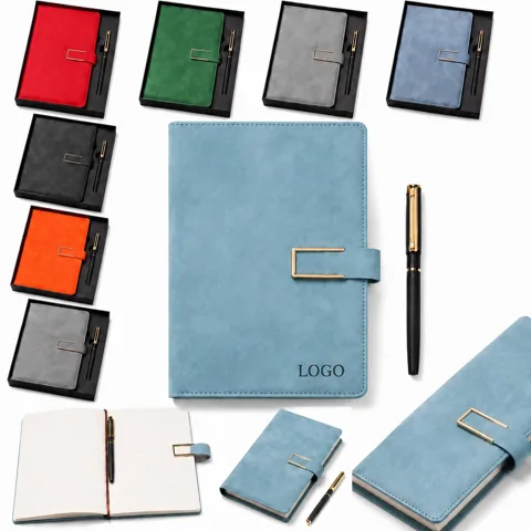 A5 PU Leather Notebook Set with Pen, Refillable