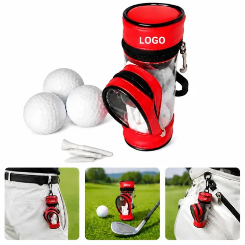 Golf Ball & Tee Holder with Carabiner Clip for Bags