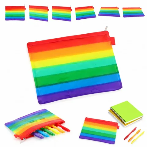 Rainbow PVC Document Pouch Case, Durable Transparent 2