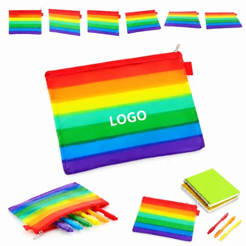 Rainbow PVC Document Pouch Case, Durable Transparent 1