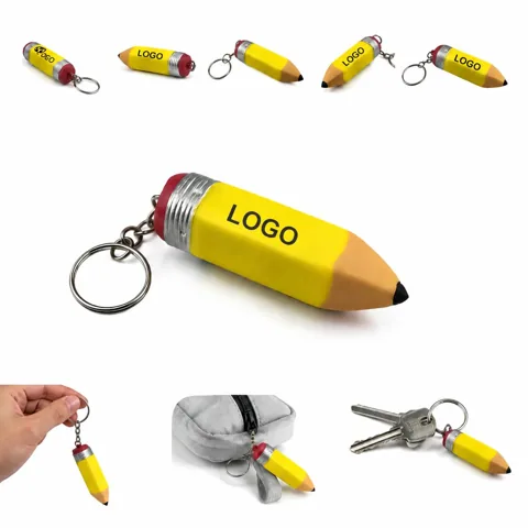 PU Foam Pencil Stress Reliever Keychain with Key Ring