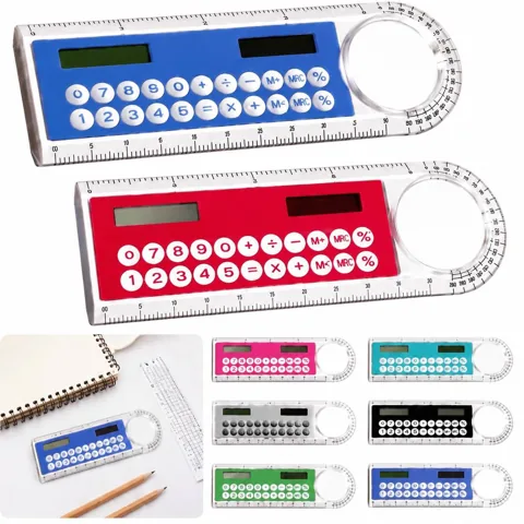 Solar Calculator Ruler with Magnifier for Measuring 2