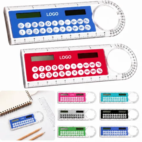 Solar Calculator Ruler with Magnifier for Measuring