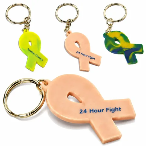 Awareness Ribbon Silicone Keychain Durable Cause Support 2