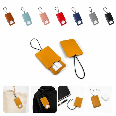 PU Leather Privacy Luggage Tag with Elastic Strap for Travel 2