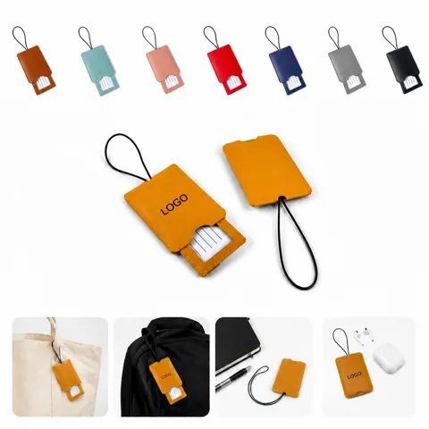 PU Leather Privacy Luggage Tag with Elastic Strap for Travel
