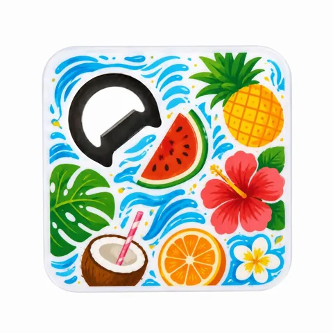 Customizable Non-Slip Coaster Bottle Opener with Full-Color 2