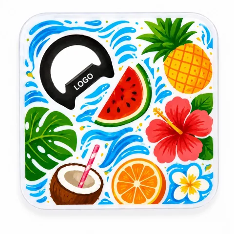 Customizable Non-Slip Coaster Bottle Opener with Full-Color