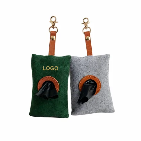 Felt Dog Poop Bag Dispenser for Leash, Waterproof