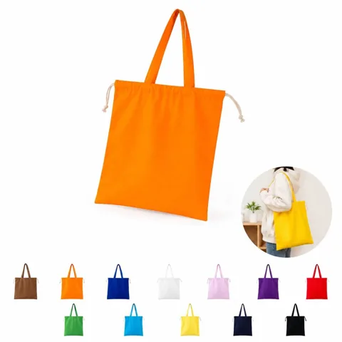 Reusable Canvas Tote for Groceries with Drawstring 2