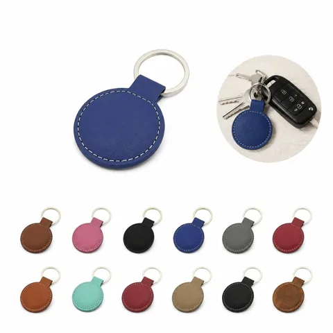 Genuine Leather Carved Key Holder with Metal Ring 2