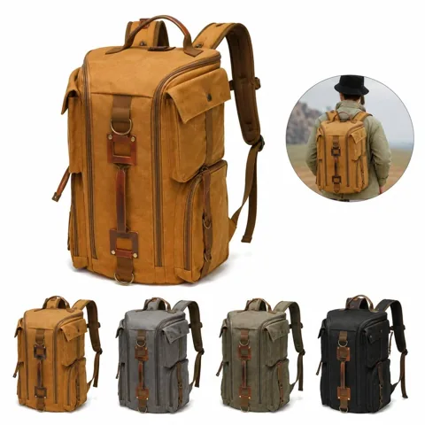 Vintage Waxed Canvas Backpack for Daily Travel 2