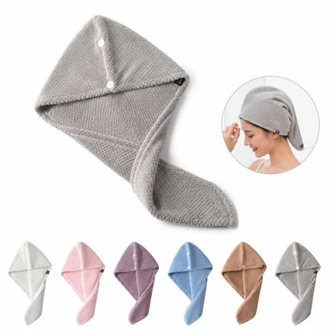 Quick-Dry Microfiber Hair Wrap with Button Closure 2