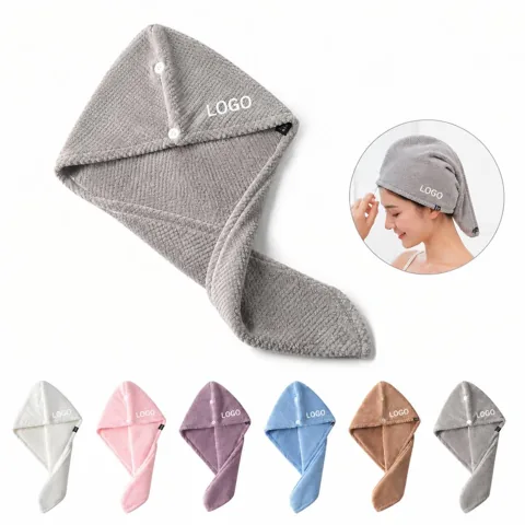 Quick-Dry Microfiber Hair Wrap with Button Closure 1