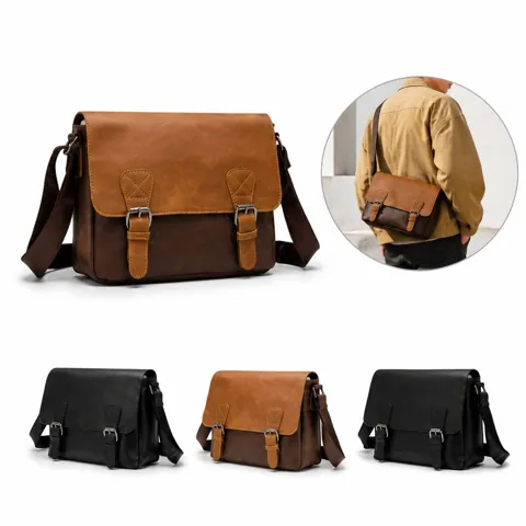 Retro Faux Leather Crossbody Shoulder Bag with Zip 2